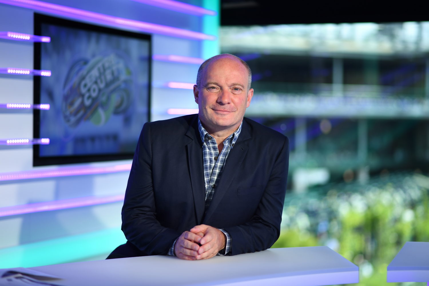 Frédéric Viard, sur le plateau de beIN SPORTS à Wimbledon (© beIN SPORTS)